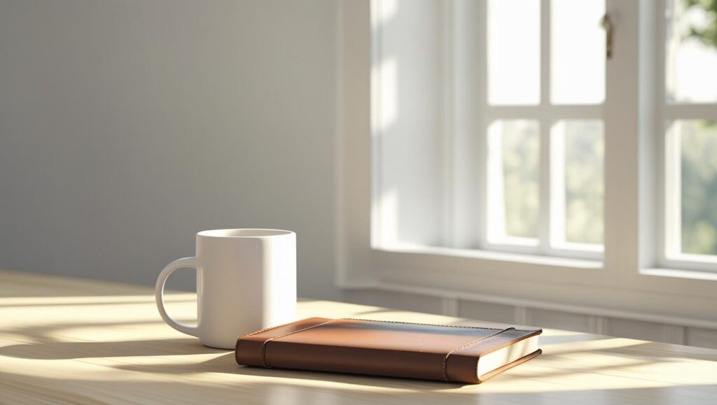Minimal workspace reflecting mental clarity and the first step to rebuild your life after feeling stuck.