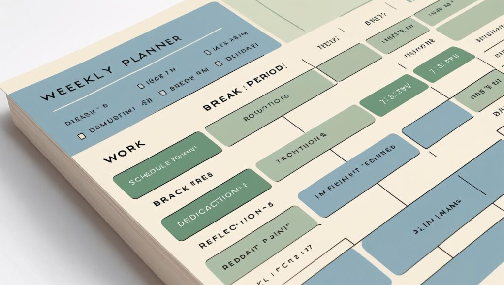 Example of a slow productivity weekly schedule
