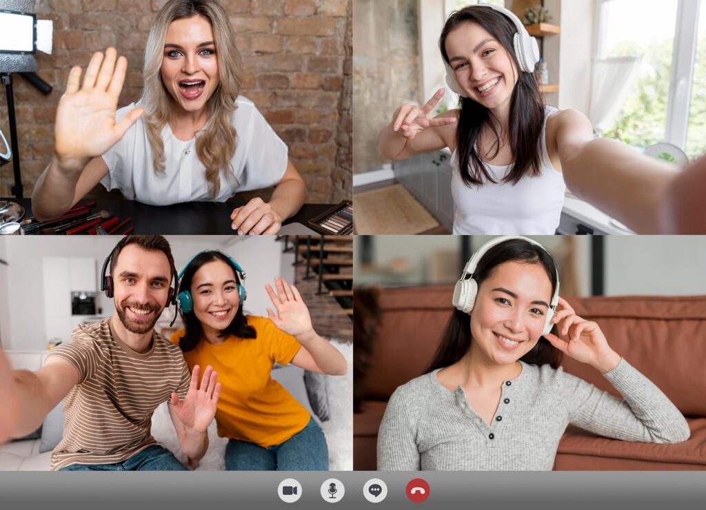 New normal 2025: Friends connecting through advanced communication technology