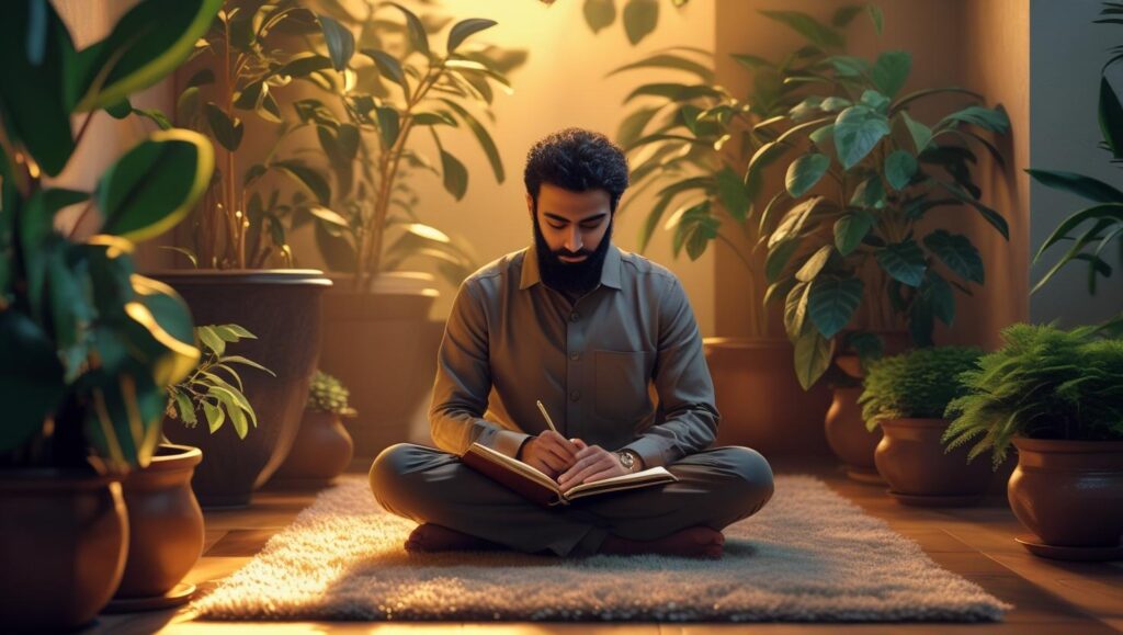 Taking breaks to reduce stress and improve mental well-being.