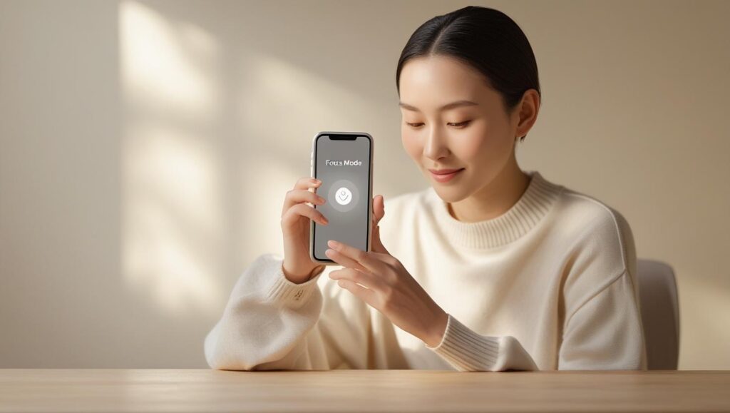 Using focus mode for intentional phone use and reduced distractions.