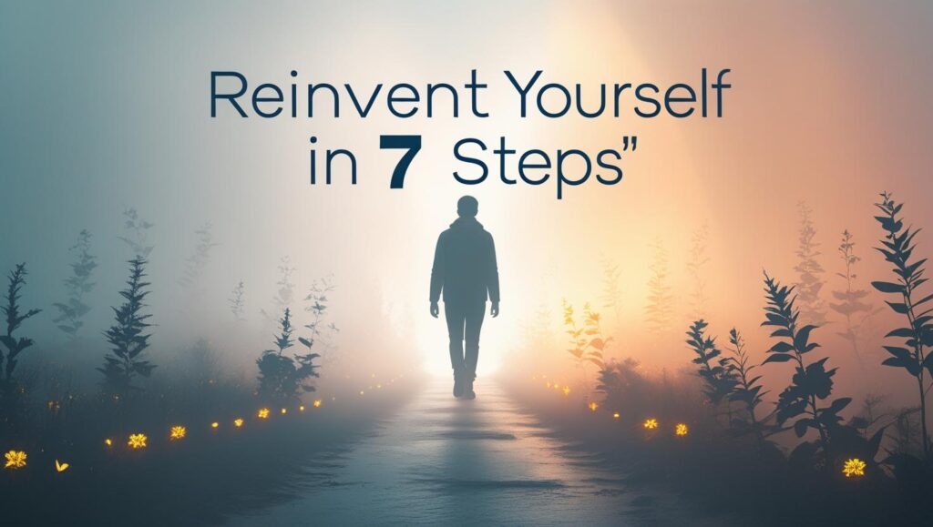 A person evolving through light and shadow, representing how to reinvent yourself.