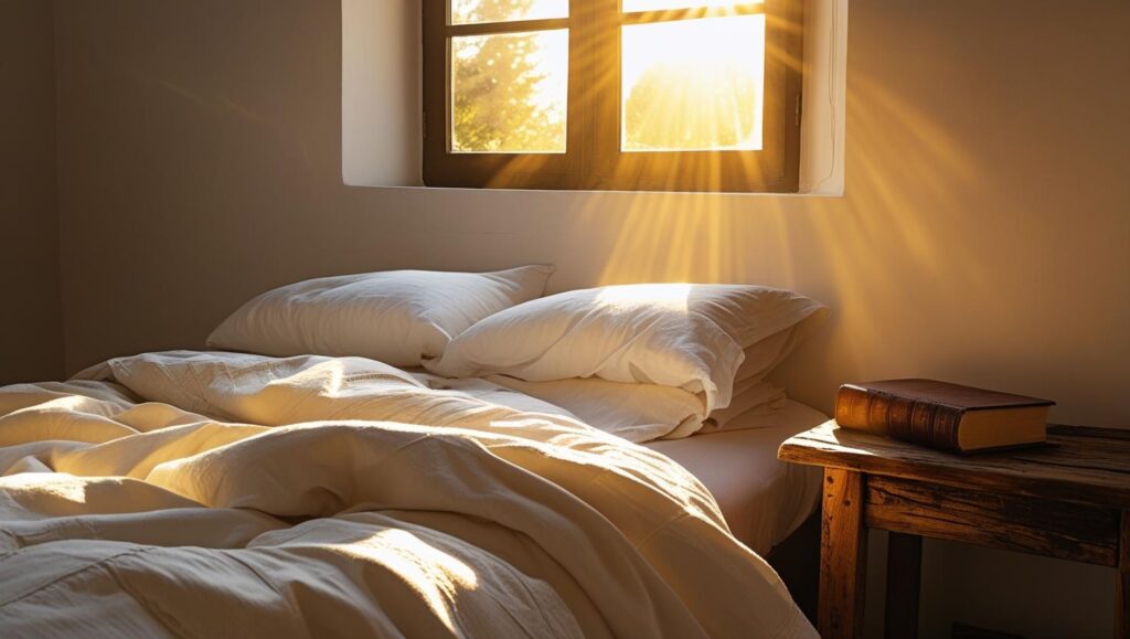 Peaceful bedroom setting encouraging tech life balance
