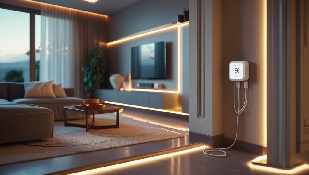 Energy-saving habits in an eco-conscious sustainable home.