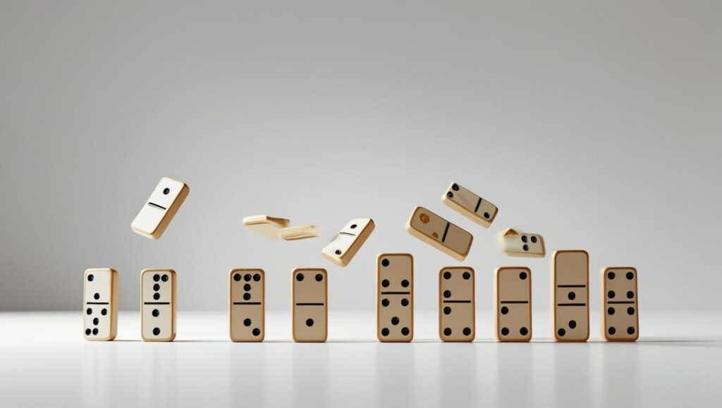 Domino effect showing how to build momentum with micro habits