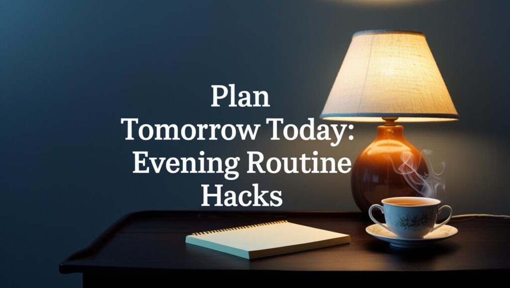 Thumbnail with evening routine setup including journal and tea
