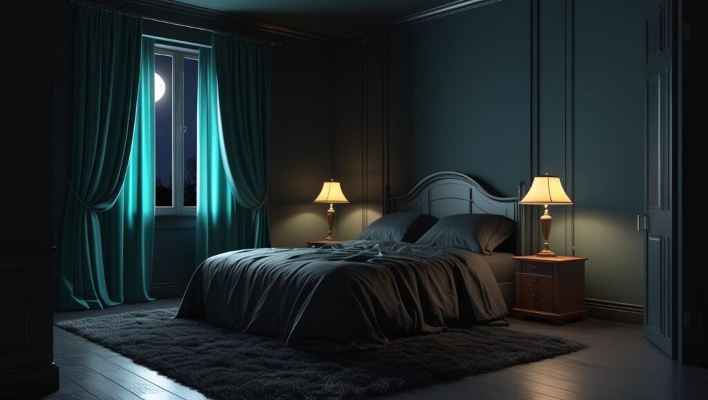 Bedroom optimized for sleep in an evening routine to boost productivity