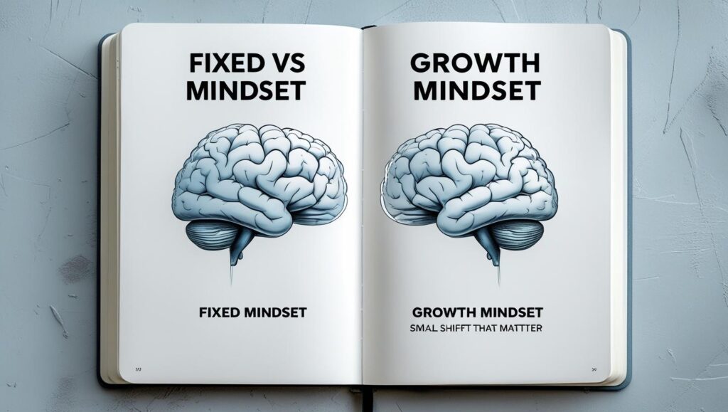 Fixed vs Growth Mindset visual comparison in daily life