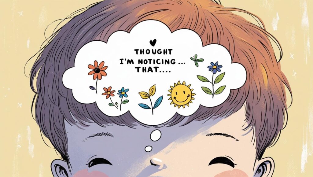 Visual metaphor of defusing thoughts in how to develop emotional agility.