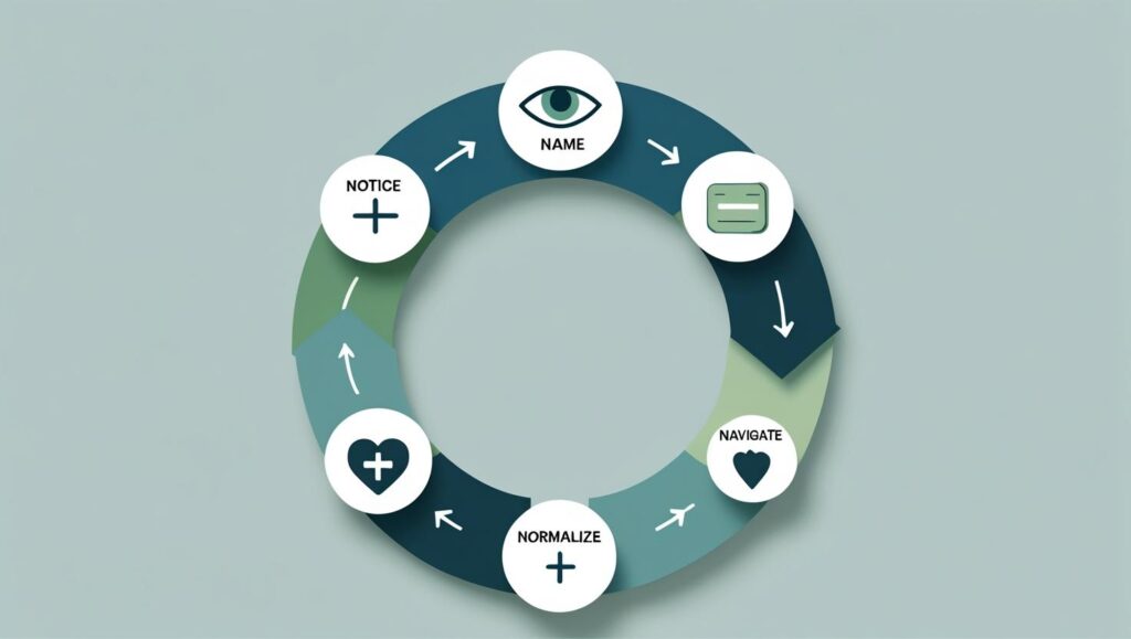 Infographic showing four-step loop for how to develop emotional agility.
