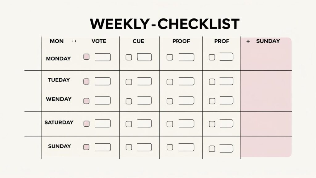 Weekly checklist for practicing identity based motivation techniques